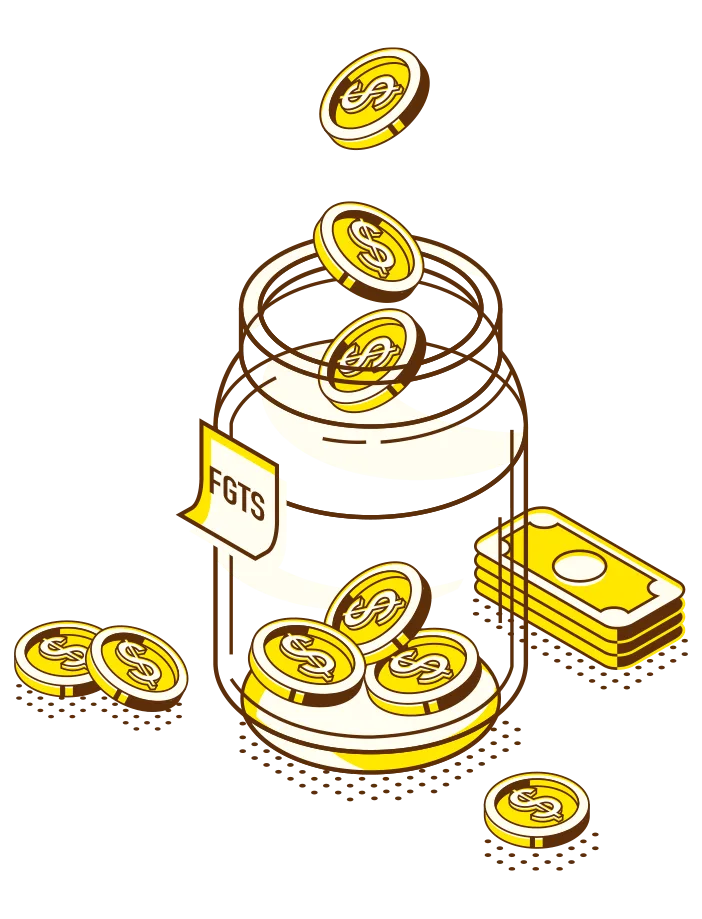 Empréstimo FGTS 4 Ilustração de cofrinho, representando o empréstimo FGTS