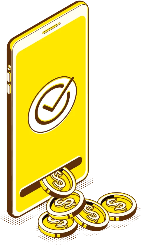 Ilustração de celular com dinheiro saindo da tela, representando o empréstimo pessoal